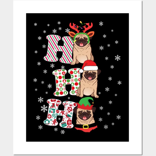 Ho Ho Ho Pug Christmas gift Wall Art by WinDorra